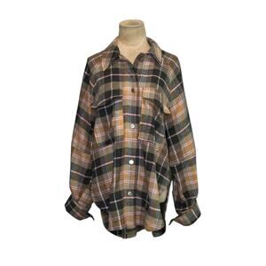 Zara Plaid Button Down Shirt - Brown and Black